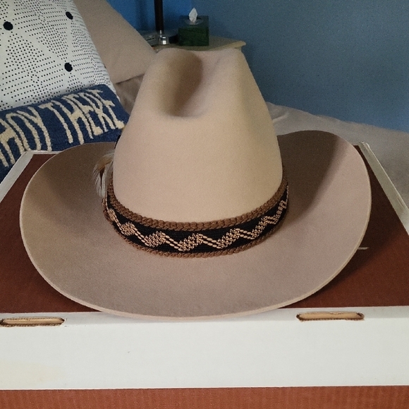 Beige Western Hat with Feather Accent - Picture 4 of 7